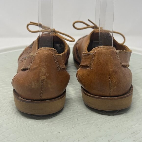 Leather Craft By Premiere Collection Size 10 Leather Woven Lace Up Sandals Brown - Picture 8 of 8